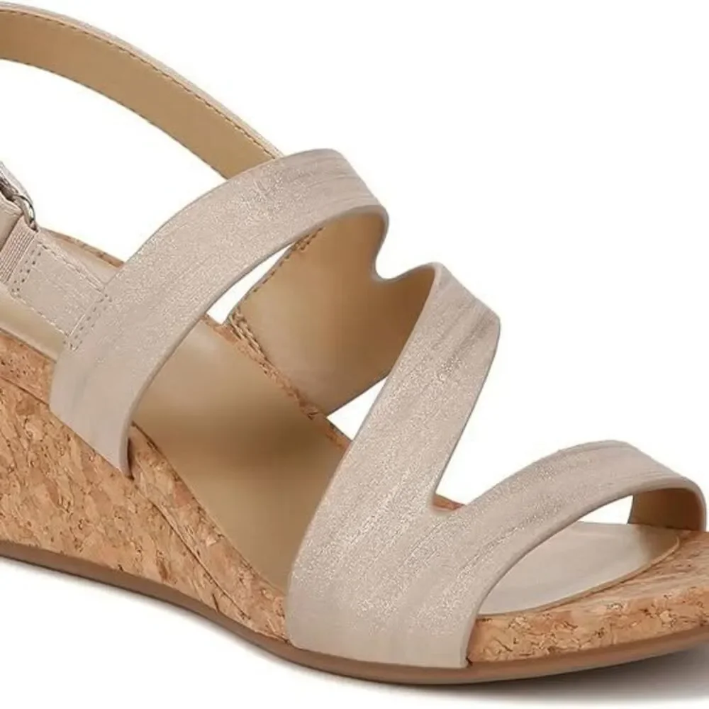 Naturalizer Womens Adria Strappy Wedge Sandals Fawn Beige Smooth 9.5 W